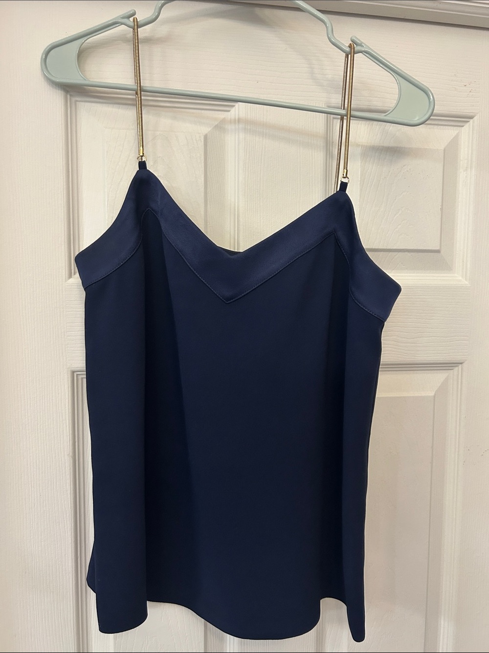 Trina Turk Navy Satin-Trim V-Neck Cami